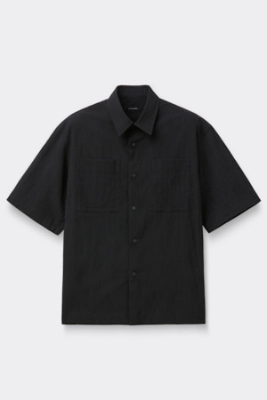 [Online Only] Black Crinkled Half Shirt