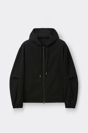 [Online Only] Black Crinkled Hood Zip Jacket