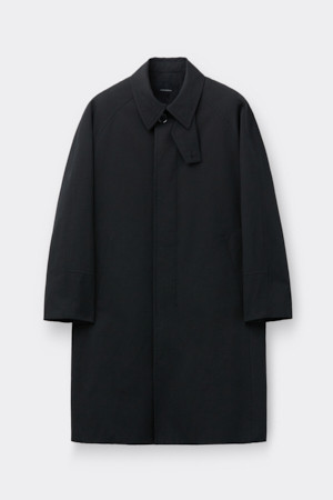 Black Cotton Balmaccan Coat
