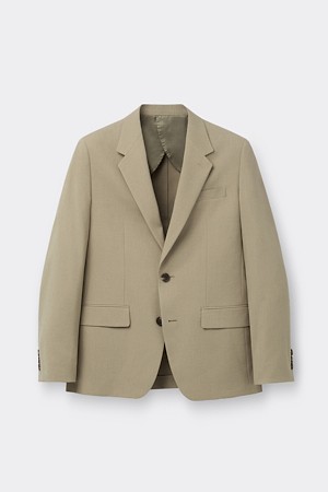 Beige Regular Fit Twill Setup Jacket