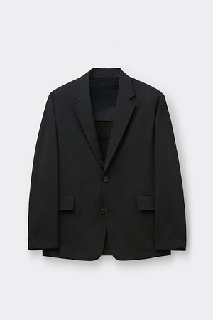 Black Loose Fit Textured Setup Jacket