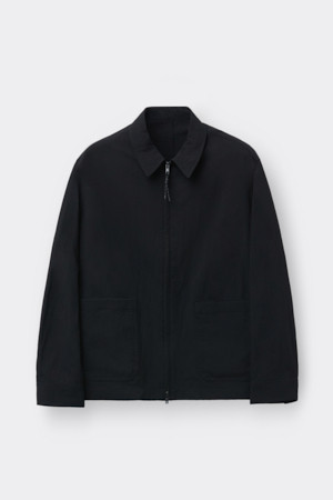 Black Rayon Zip Jacket