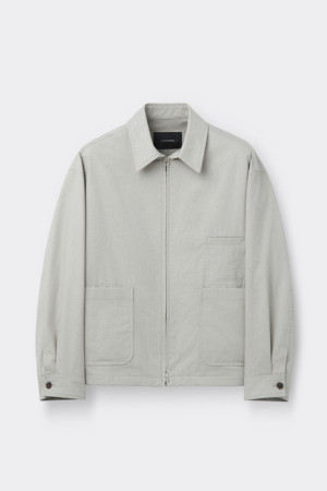 Grey Dyed Cotton Zip Jacket