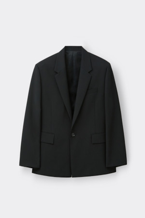 Black Wool Twill Setup Jacket