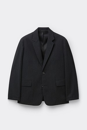 블랙 루즈핏 코듀로이 셋업 자켓