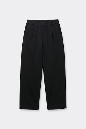 블랙 와이드핏 코튼 셋업 팬츠