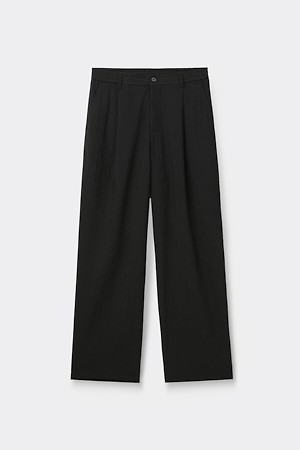 Black Tucked Textured Pants