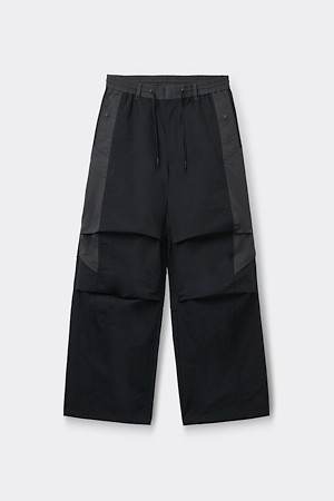 Black Incision Parachute Pants