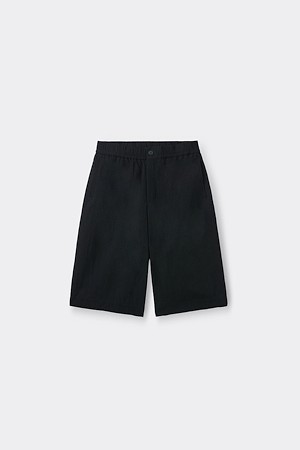 Black Rayon Drawstring Shorts