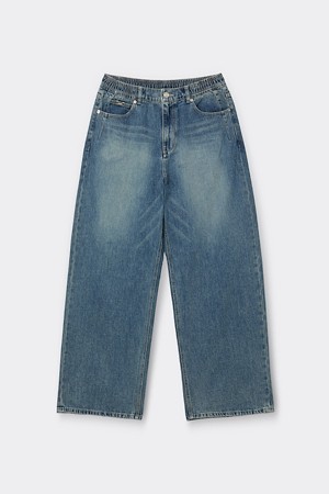 Blue Wide Fit Drawstring Jeans
