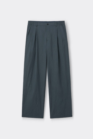 Grey Loose Fit Tucked Creased Pants
