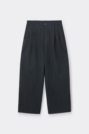 Navy Loose Fit Tucked Pleats Pants