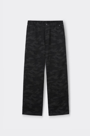 Grey Relaxed Fit Camouflage Pants