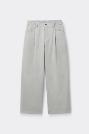 Grey Wide Fit Tucked Pants