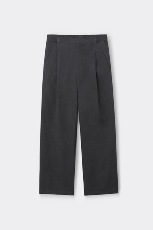Grey Wide Fit Dyed Cotton Pants