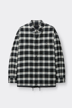 Black Oversized Fit Check Outer Shirt