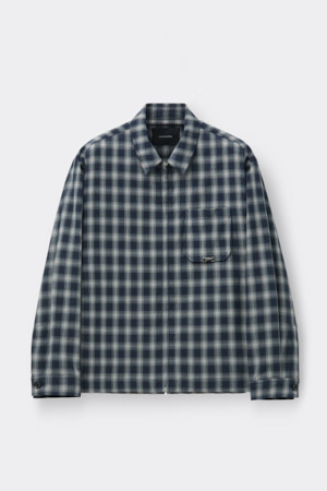 Navy Check Zip-Up Shirt