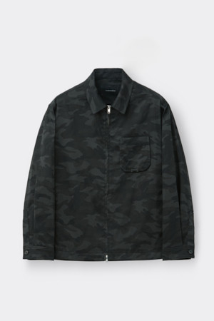 Dark Grey Camouflage Zip-Up Shirt