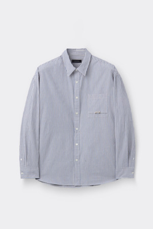 Blue Oversized Fit Stripe Shirt