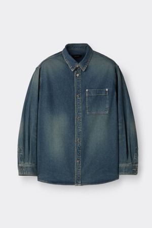 Blue Regular Fit Pocket Detail Denim Shirt