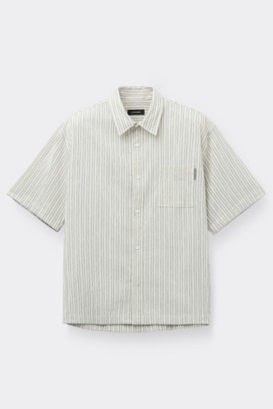 Ivory Relaxed Stripe Pleats Half Shirt