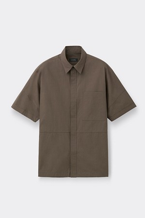 Brown Relaxed Mild Cotton Half Shirt