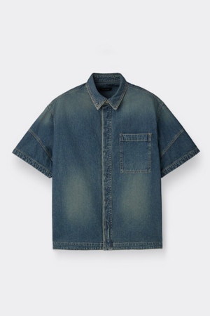 Blue Relaxed Denim Half Shirt