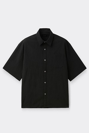 Black Oversized Creased Half Shirt