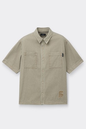 [Vincent] Beige Cotton Dyed Half Shirt