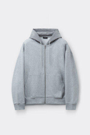 Grey Woven Layered Zip Hoodie