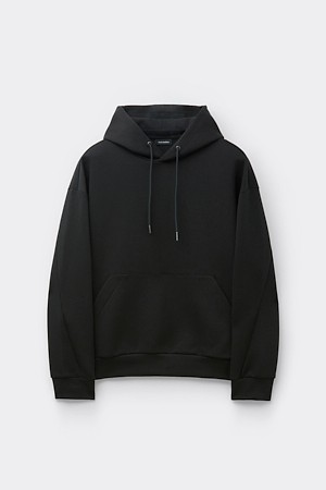 블랙 오버핏 후드 티셔츠