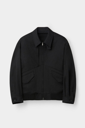 Black Cotton Collar Blouson