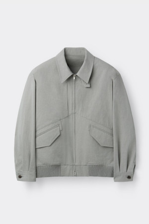 Grey Cotton Collar Blouson