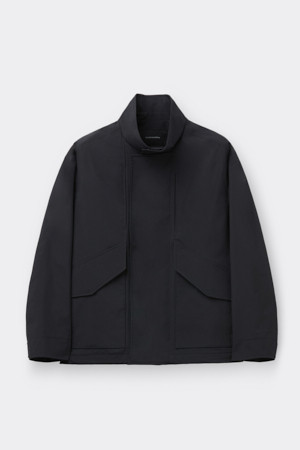 Black Highneck Shell Parka