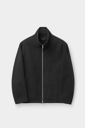 Black Cotton Tweed Highneck Jacket