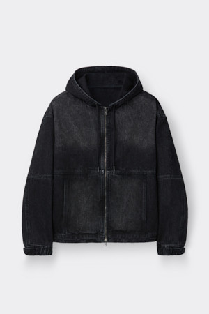 Black Denim Hood Jacket