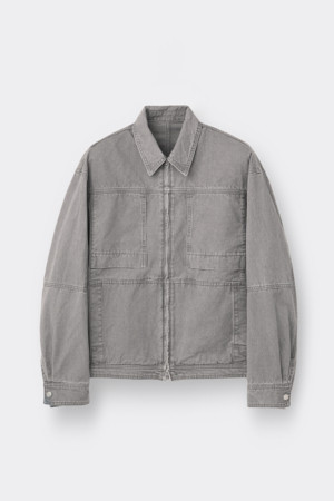 Grey Cotton  Zip Trucker