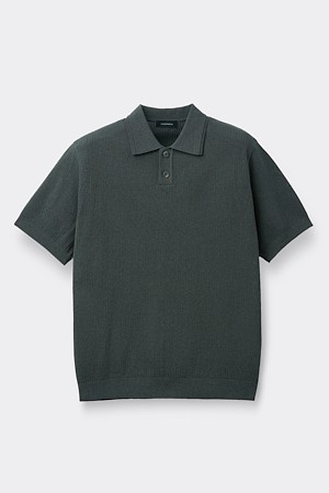 Khaki Textured Classic Collar Sweater