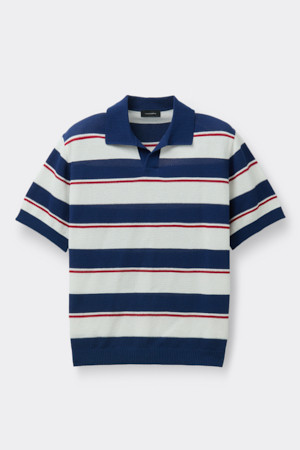 Navy Fresh Lounge Stripes Collar Sweater