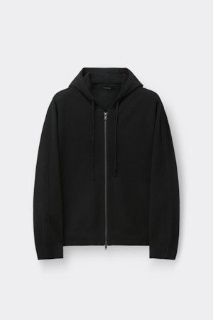 Black  Hood Zip-Up Sweater