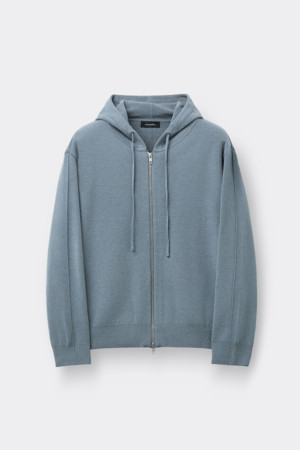 Grey Hood Zip-Up Sweater