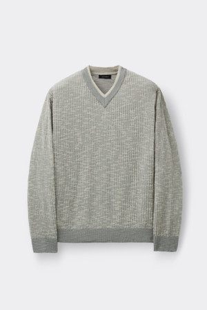 Beige V-neck Layered Sweater