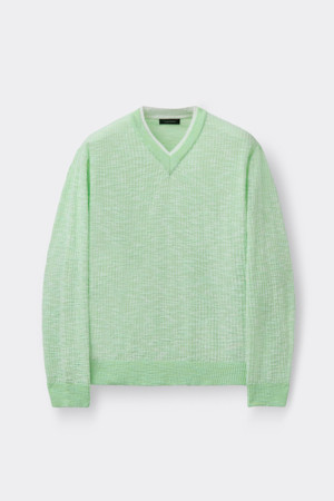Green V-neck Layered Sweater