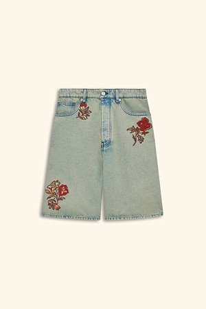 Short Jean Dusty Brodé Fleurs