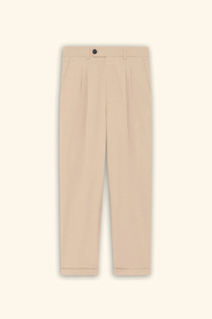 Pantalon Cropped à Plis Coton