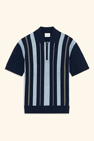 Striped Zipped Knit Polo
