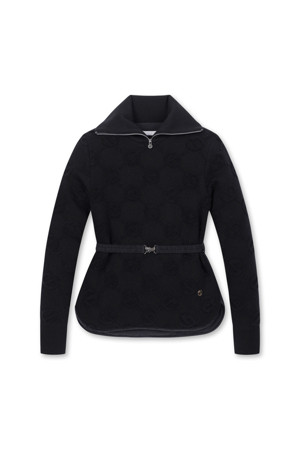 EMROIDERY POLO BELTED SWEATER (WINDPROOF)