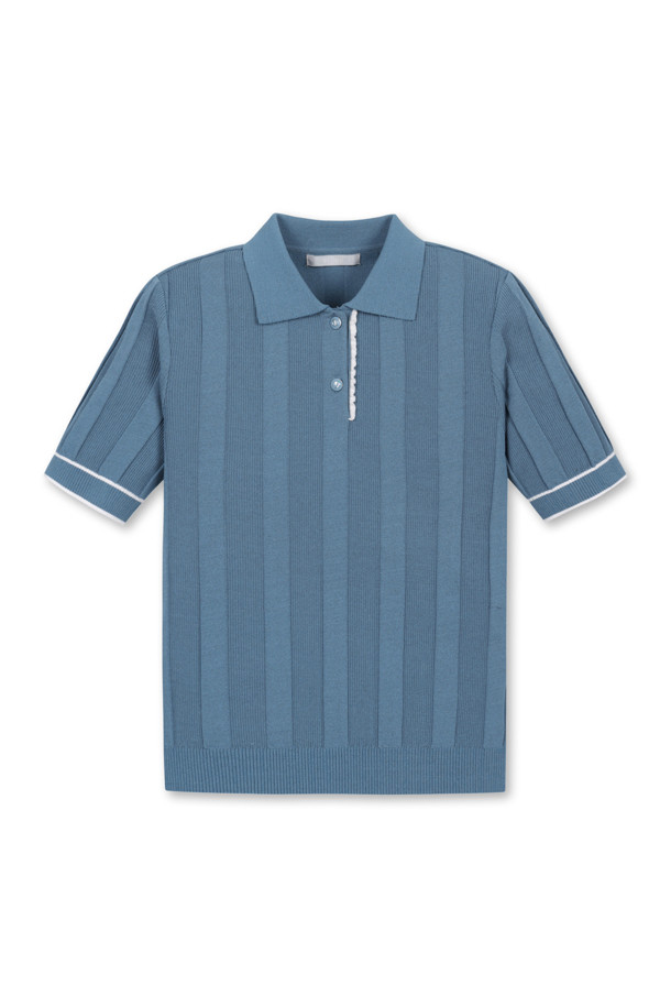 ELORD - 니트 - VERTICAL STRIPE POLO SWEATER(Blue)