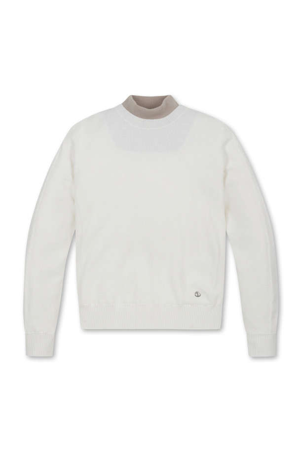 ELORD - 니트 - FAKE LAYERED WINDPROOF HIGHNECK SWEATER(Ivory)