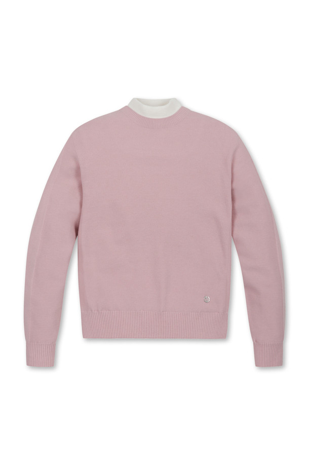 ELORD - 니트 - FAKE LAYERED WINDPROOF HIGHNECK SWEATER(Pink)